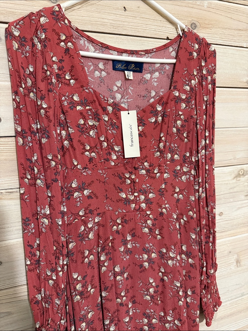 Francesca's Collections Rust Floral Button-Front Dress
